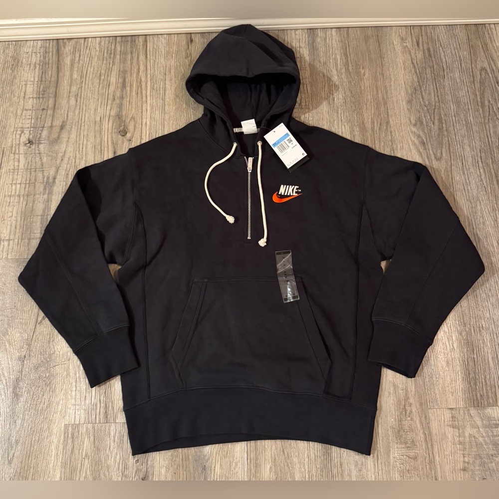 Men's Nike Sportswear Black Retro Logo French Terry Half Zip Hoodie
(DM5279 045)